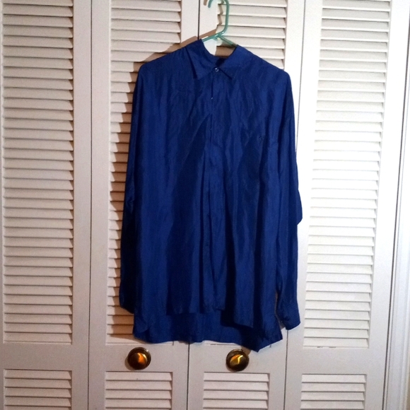 In Private Royal Blue Silk Shirt Large - Picture 1 of 7